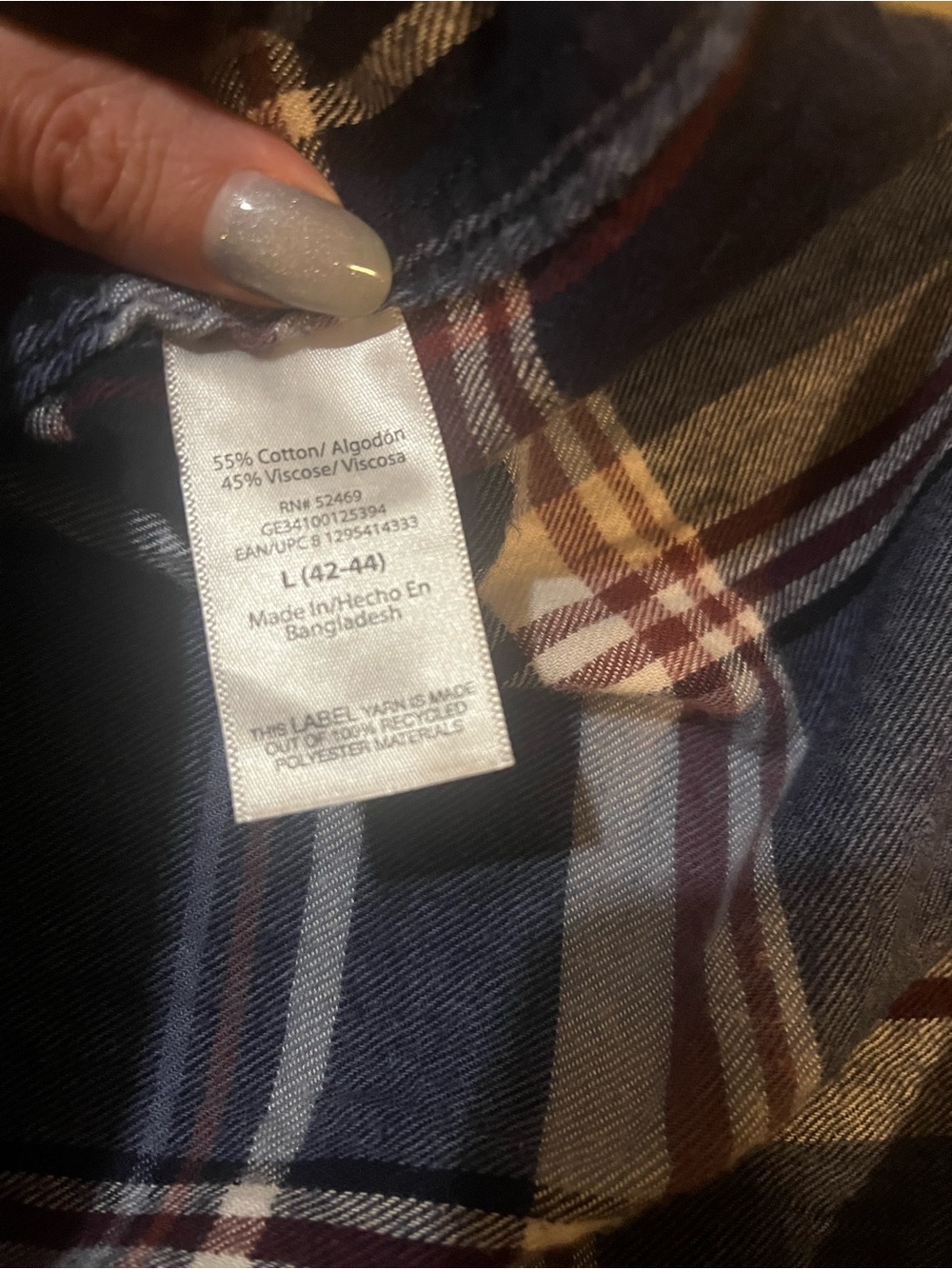 George Mens Flannel Large - Picture 4 of 10